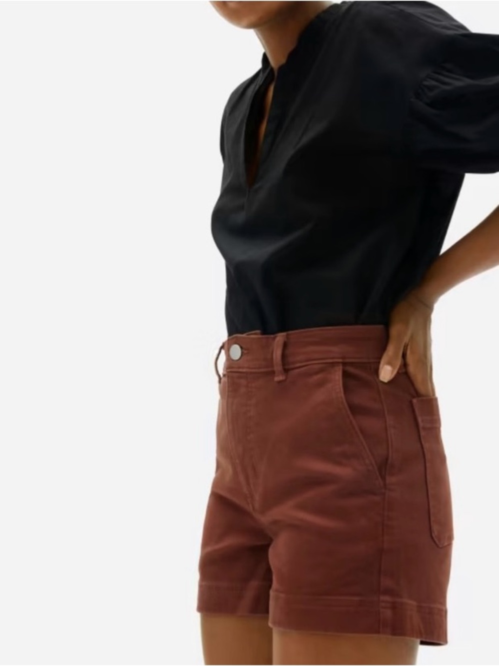 Everlane Cotton Twill High Waist Shorts